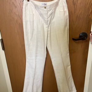 Chanel off white woven silk pants sz 42